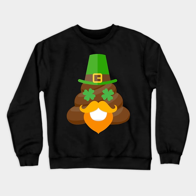 Leprechaun Poop Emoji Smiley Funny St. Patrick's Day Shirt Crewneck Sweatshirt by CMDesign